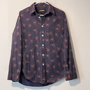 Vintage Specialty Collection Womens Shirt Size S Oversized Paisley Dot Button Up